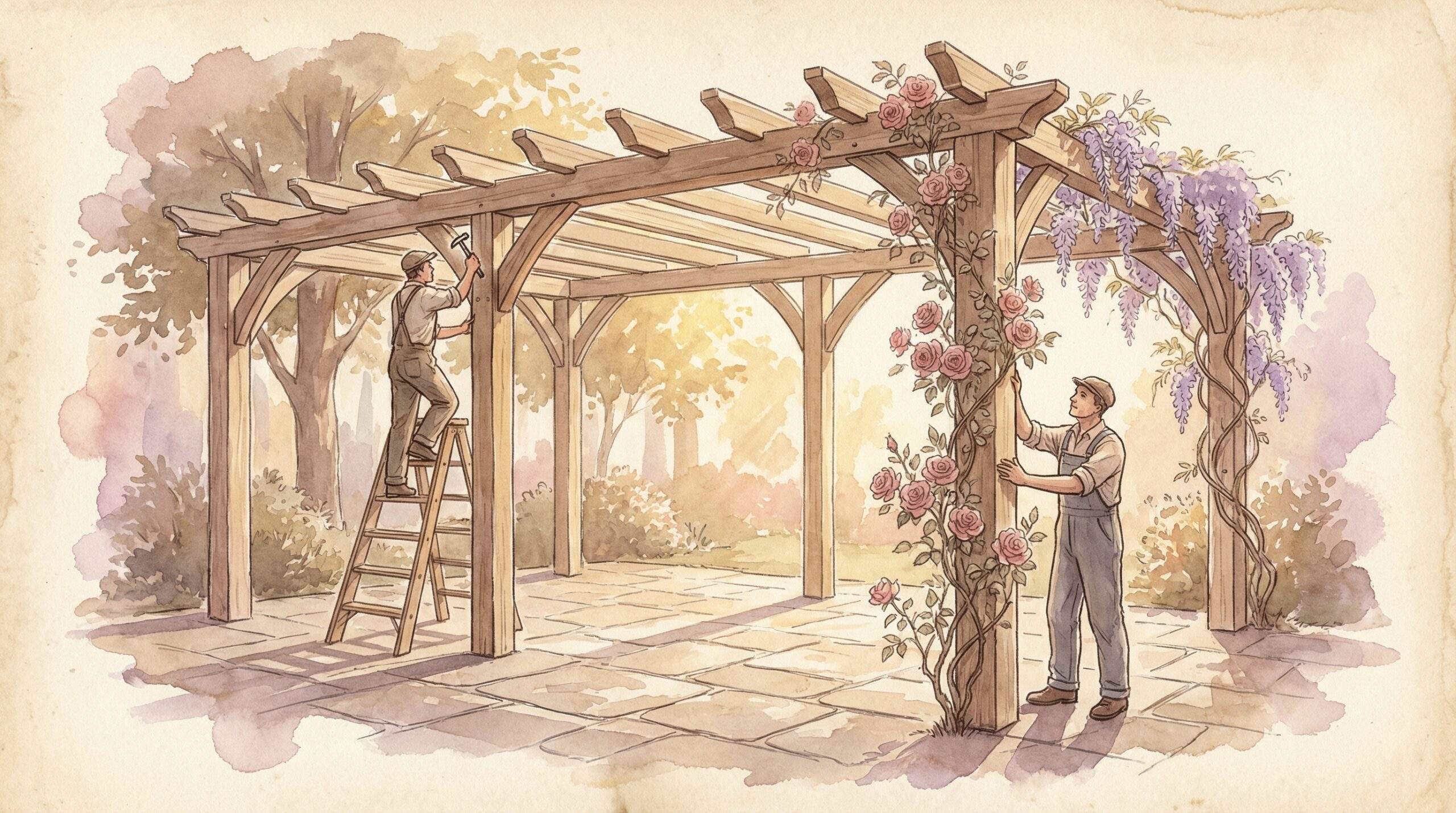 gartenbeleuchtung installieren – Gartenbeleuchtung planen – Skizze eines Gartens mit eingezeichneten Lichtzonen und Leuchtentypen