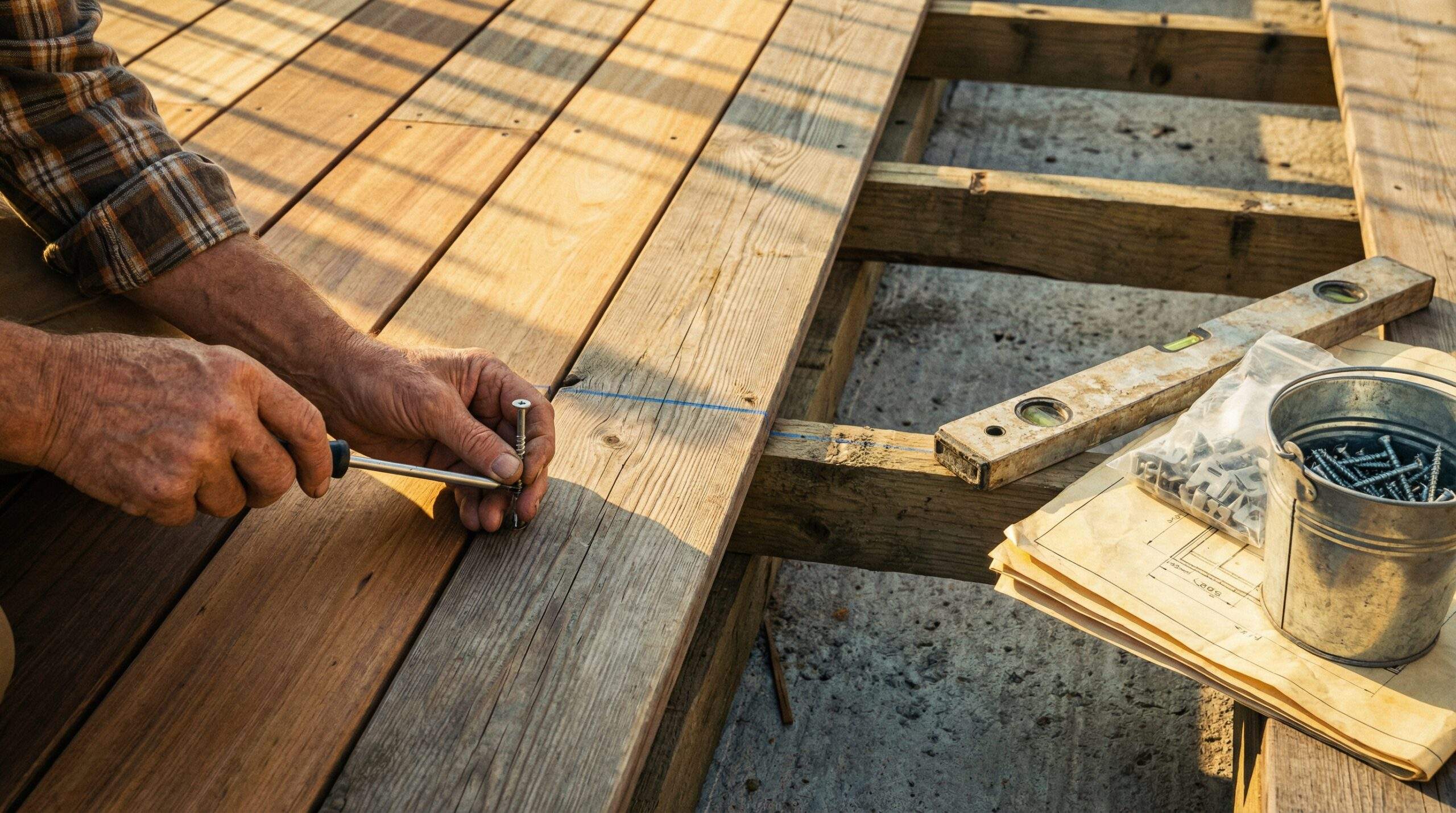 Holz-Rankhilfe im Bau Rankhilfe selber bauen – Person montiert Holzlatten für ein Rankgitter