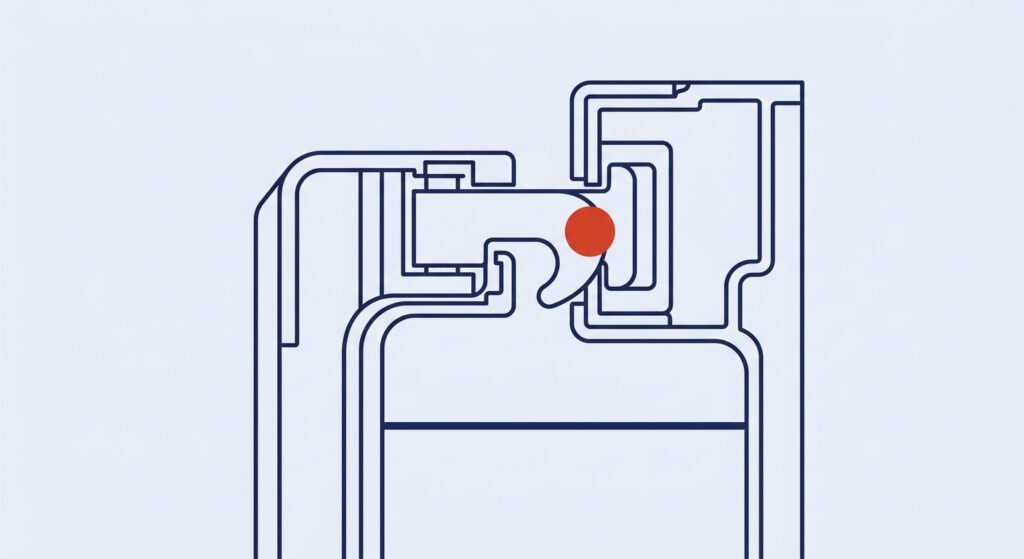 Schemazeichnung: Waschmaschine Tür geht nicht auf – Verriegelung und Wasserstand
